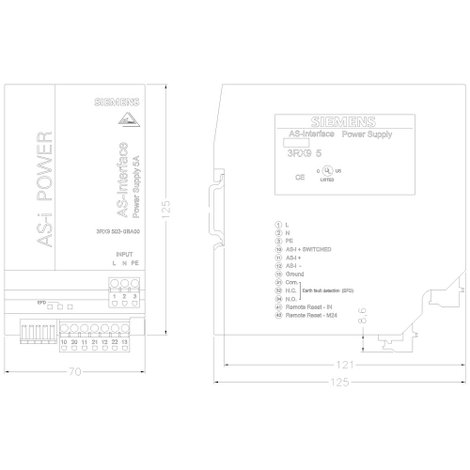 Siemens 3RX9502-0BA00 Kalapsínes tápegység Tartalom, tartalmi egységek rendelésenként 1 db 2. kép