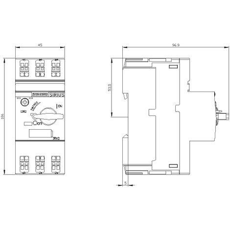 Siemens 3RV2011-1DA20 Teljesítménykapcsoló 1 db Beállítási tartomány (áram): 2.2 - 3.2 A Kapcsolási 3. kép