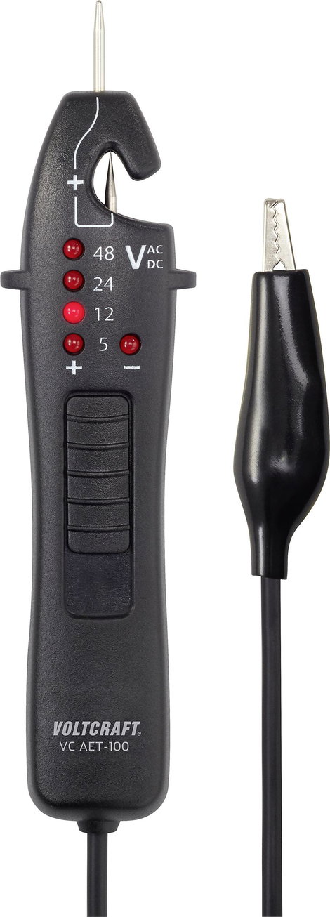 Kétpólusú autós feszültségvizsgáló 5-48 V CAT I LED, Voltcraft VC AET-100