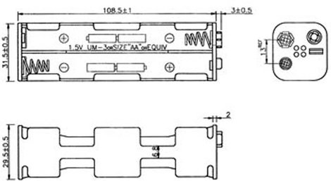 Velleman BH382B Elemtartó 8 Ceruza (AA) Patent csatlakozó (H x Sz x Ma) 108.5 x 31.5 x 29.5 mm 4. kép