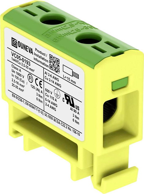 Ouneva Group VC05-0193 Elosztó tömb Sárga-zöld 1 db