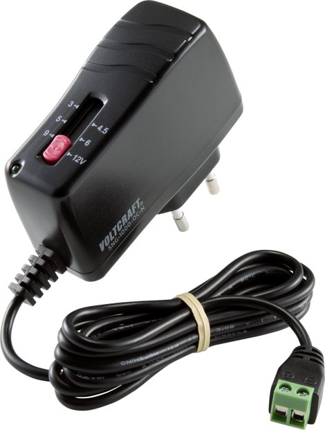 VOLTCRAFT SNG-1000-OC-N Dugasztápegység, beállítható 3 V/DC, 4.5 V/DC, 5 V/DC, 6 V/DC, 9 V/DC, 12 V/ 3. kép