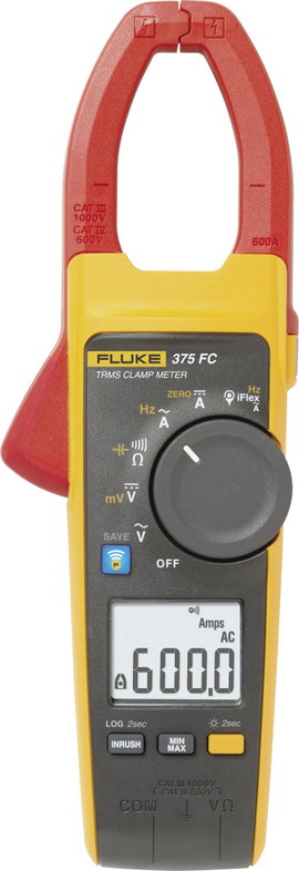 Digitális kézi lakatfogó és multiméter CAT III 1000 V, CAT IV 600 V 6000 digit, Fluke 375 FC