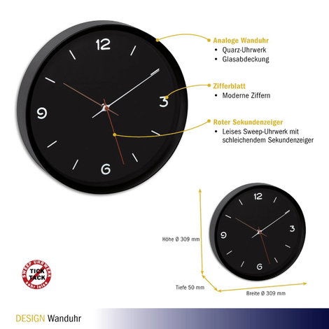 TFA Dostmann 60.3056.01 Kvarc Falióra 309 mm x 50 mm Olajkék 2. kép