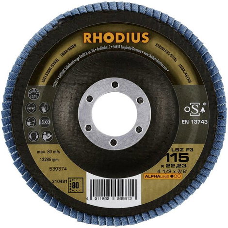 Rhodius 210481 LSZ F3 Felületcsiszoló korong Ø 115 mm Furat átmérő 22.23 mm Nemesacél 1 db 3. kép