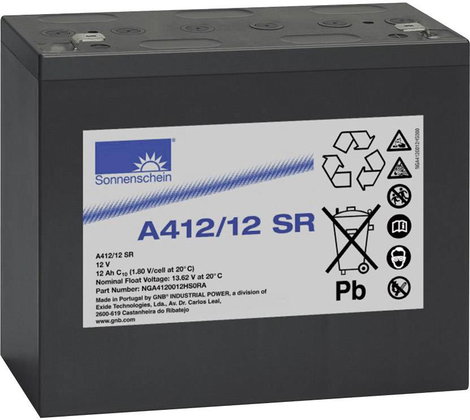 Ólomakku 12 V 12 Ah GNB Sonnenschein A412/12 SR NGA4120012HS0RA Ólom-zselés 181 x 157 x 76 mm 6,35 m