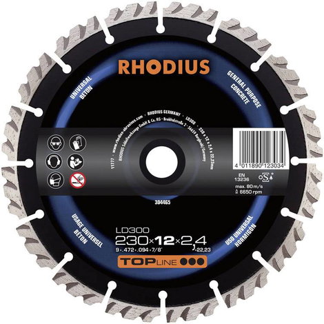 Rhodius 304465 LD300 Gyémánt bevonatú vágótárcsa Ø 230 mm Furat átmérő 22.23 mm Beton 1 db