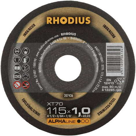 Rhodius XT70 PACK 211080 Vágótárcsa, egyenes 115 mm 50 db Nemesacél, Acél 2. kép
