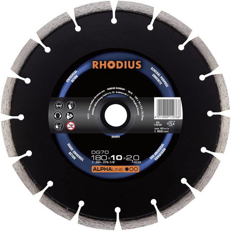 Rhodius 304091 DG70 Gyémánt bevonatú vágótárcsa Ø 115 mm Furat átmérő 22.23 mm Beton 1 db
