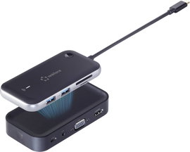 Mini dokkoló állomás, vezeték nélküli képátvitel, kártyaolvasó, USB-C, Renkforce