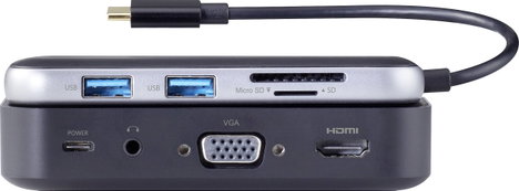 Mini dokkoló állomás, vezeték nélküli képátvitel, kártyaolvasó, USB-C, Renkforce 4. kép