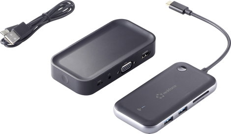 Mini dokkoló állomás, vezeték nélküli képátvitel, kártyaolvasó, USB-C, Renkforce 5. kép