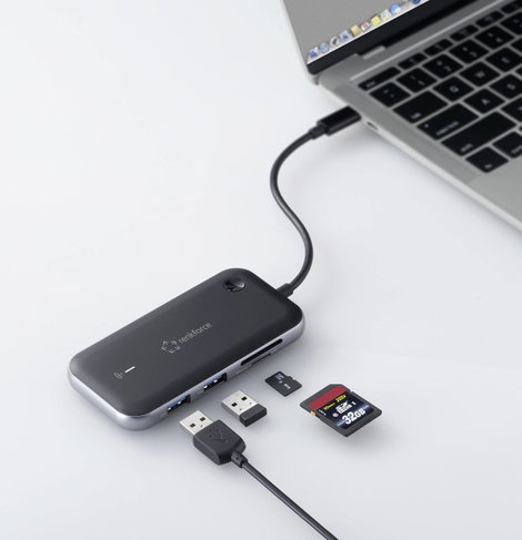 Mini dokkoló állomás, vezeték nélküli képátvitel, kártyaolvasó, USB-C, Renkforce 6. kép