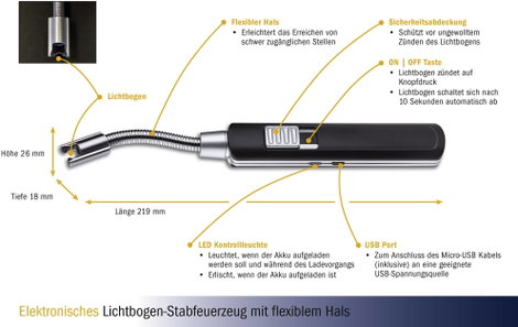 Elektronikus gyújtó flexibilis szárral, TFA Dostmann 98.1118.01 2. kép
