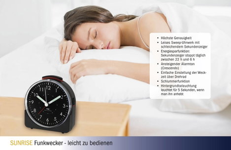 TFA Dostmann 60.1513.01 Rádiójel vezérlésű Ébresztőóra Fekete Fluoreszkáló Mutató 3. kép