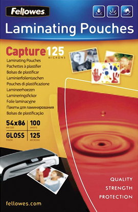 Fellowes Lamináló fólia 86 x 54 mm, Névjegykártya 125 mikron fényes 100 db