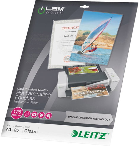 Leitz Lamináló fólia DIN A3 125 mikron fényes 25 db