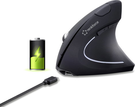 Renkforce RF-WM-322 Ergonomikus egér Rádiójel vezérlésű Optikai Fekete 5 Gombok 1600 dpi Ergonómikus 6. kép