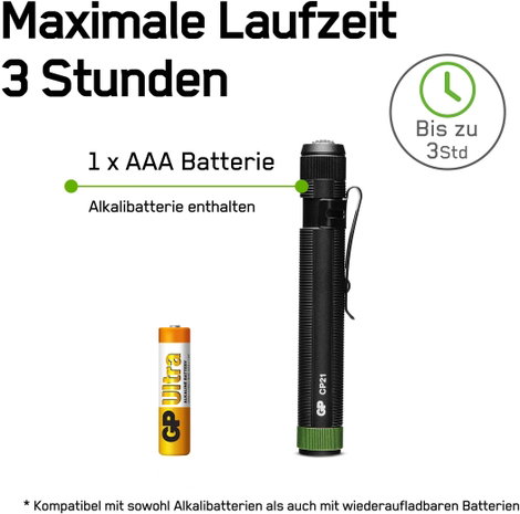GP Discovery GPDISFLCP21BL812 GPDISFLCP21BL812 Toll lámpa Elemekről üzemeltetett LED 115 mm Fekete 5. kép