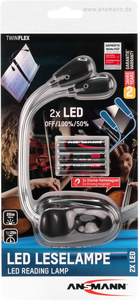 Ansmann Twinflex 1600-0119 Asztali lámpa LED 0.65 W Fekete, Ezüst 9. kép