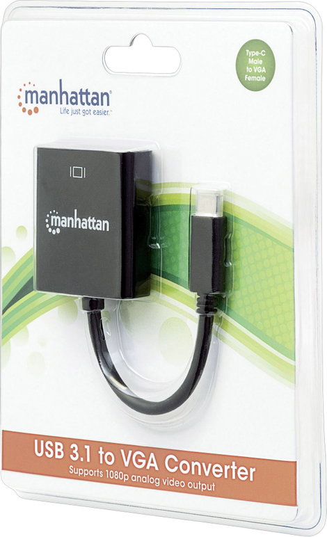 Manhattan 151771 USB / VGA Átalakító [1x USB 3.1 dugó, C típus - 1x VGA alj] Fekete Színkódolt, Hajl 4. kép