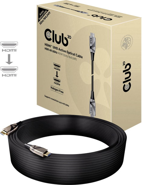 club3D HDMI Csatlakozókábel HDMI-A dugó, HDMI-A dugó 50.00 m Fekete CAC-1391 Halogénmentes, High Spe