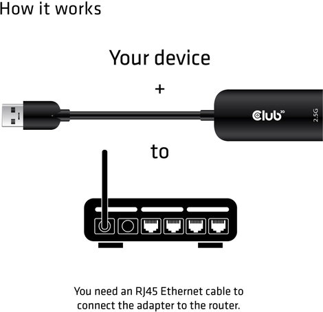 club3D CAC-1420 Hálózati adapter 2.5 GBit/s USB 3.1 (1. generáció), RJ45 3. kép