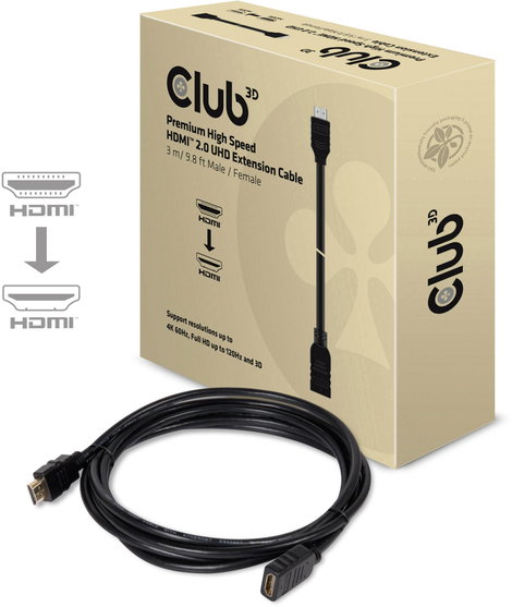 club3D HDMI Hosszabbítókábel HDMI-A dugó, HDMI-A alj 3.00 m Fekete CAC-1321 Ultra HD (4k) HDMI HDMI 7. kép