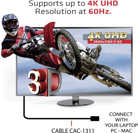 club3D HDMI Csatlakozókábel HDMI-A dugó, HDMI-A dugó 1.00 m Fekete, Ezüst CAC-1311 Fólia árnyékolás, 2. kép