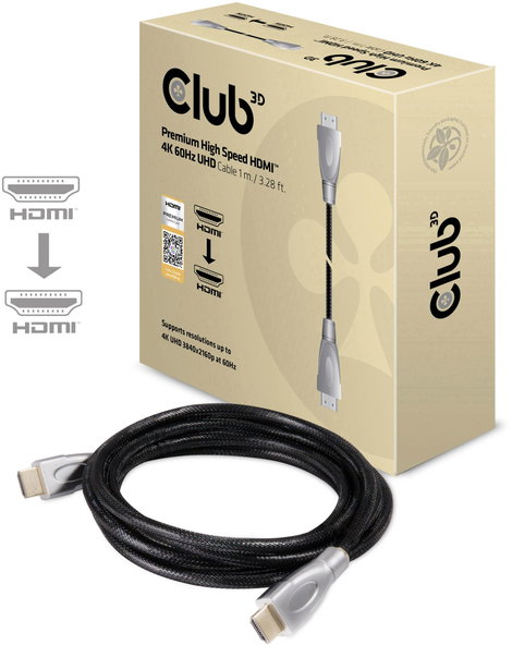 club3D HDMI Csatlakozókábel HDMI-A dugó, HDMI-A dugó 1.00 m Fekete, Ezüst CAC-1311 Fólia árnyékolás, 7. kép