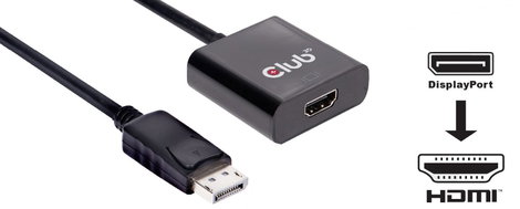 club3D CAC-2070 Kijelző csatlakozó Átalakító [1x DisplayPort dugó - 1x HDMI alj] Fekete 2. kép