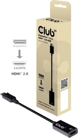 club3D CAC-1080 Kijelző csatlakozó Átalakító [1x DisplayPort dugó - 1x HDMI alj] Fekete