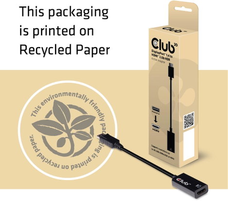 club3D CAC-1080 Kijelző csatlakozó Átalakító [1x DisplayPort dugó - 1x HDMI alj] Fekete 2. kép