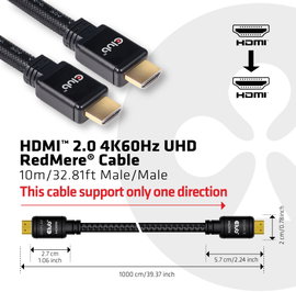 club3D HDMI Csatlakozókábel HDMI-A dugó, HDMI-A dugó 10.00 m Fekete CAC-2313 Lángálló, High Speed-HD