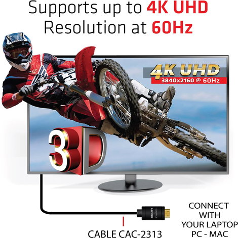 club3D HDMI Csatlakozókábel HDMI-A dugó, HDMI-A dugó 10.00 m Fekete CAC-2313 Lángálló, High Speed-HD 3. kép