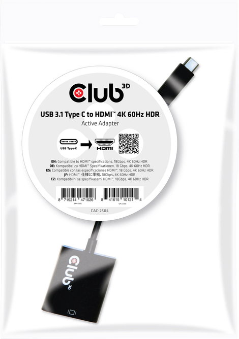 club3D CAC-2504 USB Átalakító [1x USB 3.1 dugó, C típus - 1x HDMI alj] Fekete 4. kép