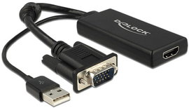 Delock 62668 VGA / HDMI Átalakító [1x VGA dugó - 1x HDMI alj] Fekete 25.00 cm