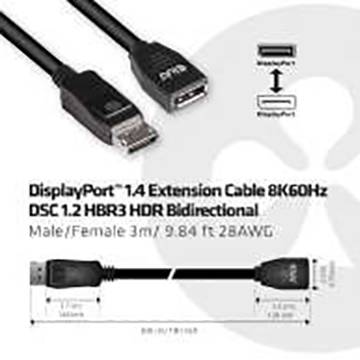 club3D Kijelző csatlakozó Hosszabbítókábel DisplayPort dugó, DisplayPort alj 3.00 m Fekete CAC-1023 8. kép