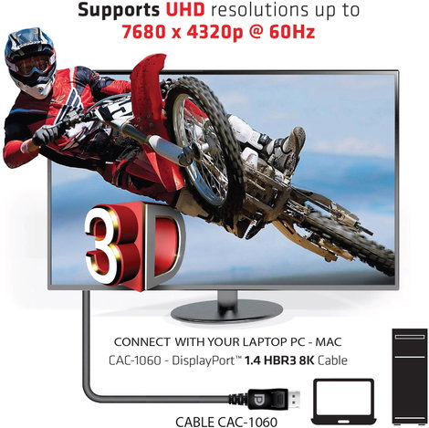 club3D Kijelző csatlakozó Csatlakozókábel DisplayPort dugó, DisplayPort dugó 3.00 m Ezüst CAC-1060 U