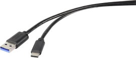 Renkforce USB kábel USB 3.2 Gen1 (USB 3.0 / USB 3.1 Gen1) USB-A dugó, USB-C® dugó 1.80 m Fekete RF-4