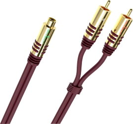 Oehlbach D1C20560 NF Y-Sub Adapter RCA Audio Átalakító [2x RCA dugó - 1x RCA alj] Bordó