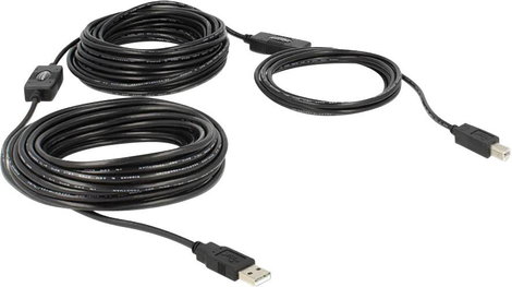 Delock USB kábel USB 2.0 USB-A dugó, USB-B dugó 20.00 m Fekete UL minősített 83557 2. kép