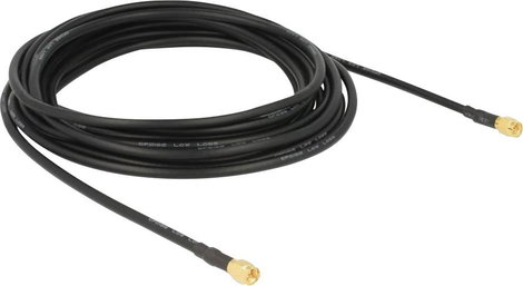Delock WLAN antennák Csatlakozókábel [1x SMA dugó - 1x SMA dugó] 5.00 m Fekete aranyozott érintkező 2. kép