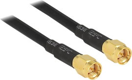 Delock WLAN antennák Csatlakozókábel [1x SMA dugó - 1x SMA dugó] 10.00 m Fekete aranyozott érintkező