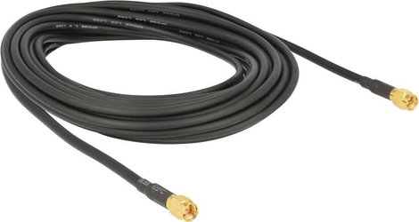 Delock WLAN antennák Csatlakozókábel [1x SMA dugó - 1x SMA dugó] 10.00 m Fekete aranyozott érintkező 2. kép