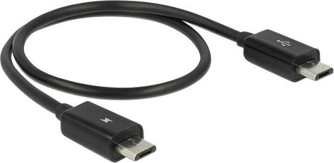 Delock USB kábel USB 2.0 USB mikro B dugó, USB mikro B dugó 0.30 m Fekete OTG funkcióval 83570