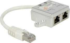 Delock RJ45 Hálózat Átalakító CAT 5 [1x RJ45 dugó - 2x RJ45 alj] 15.00 cm Fehér