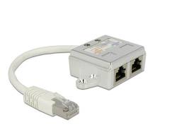 Delock RJ45 Hálózat Átalakító CAT 5 [1x RJ45 dugó - 2x RJ45 alj] 15.00 cm Fehér 2. kép