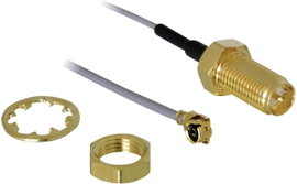 Delock WLAN antennák Hosszabbítókábel [1x IPEX dugó - 1x RP-SMA alj] 20.00 cm Szürke aranyozott érin