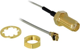 Delock WLAN antennák Hosszabbítókábel [1x IPEX dugó - 1x SMA alj] 20.00 cm Szürke aranyozott érintke
